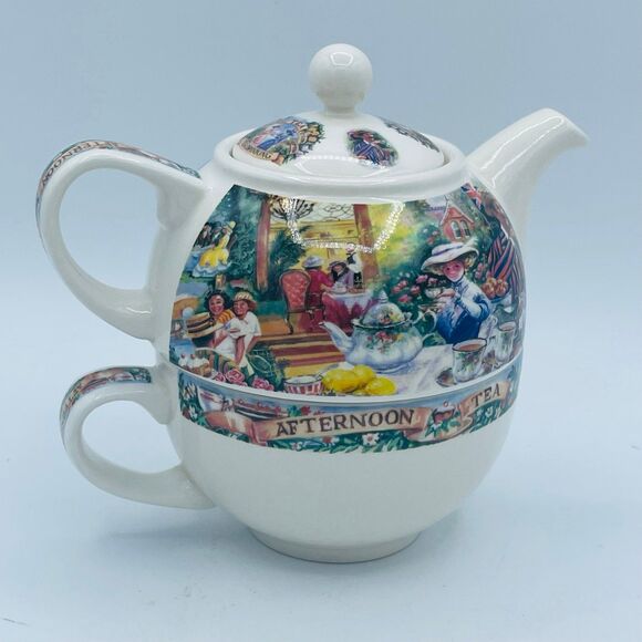 James Sadler Afternoon Tea for One Stacking Teapot & Cup World of Tea England - Picture 1 of 12